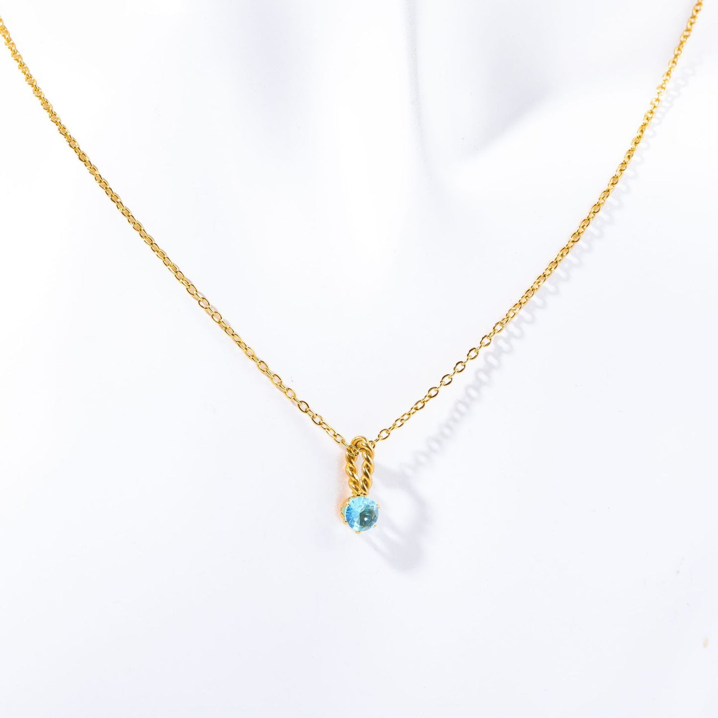 Stainless Steel Round Birthstone Pendant Necklace