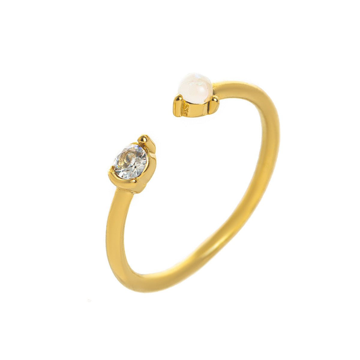Stainless Steel Opal & Birthstone Cuff Ring