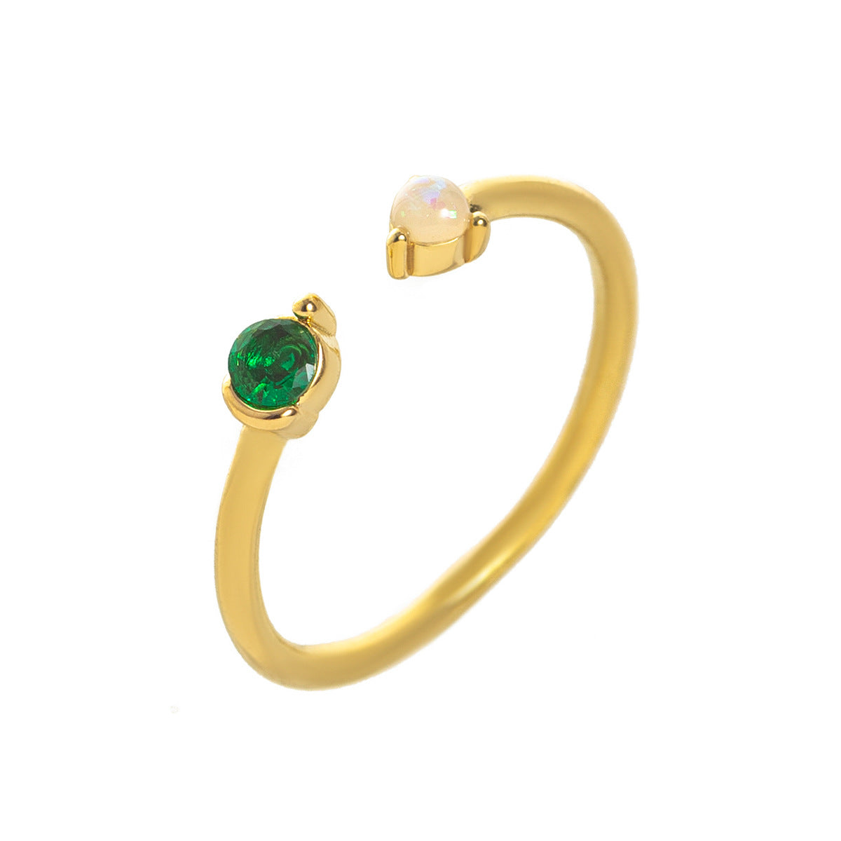 Stainless Steel Opal & Birthstone Cuff Ring