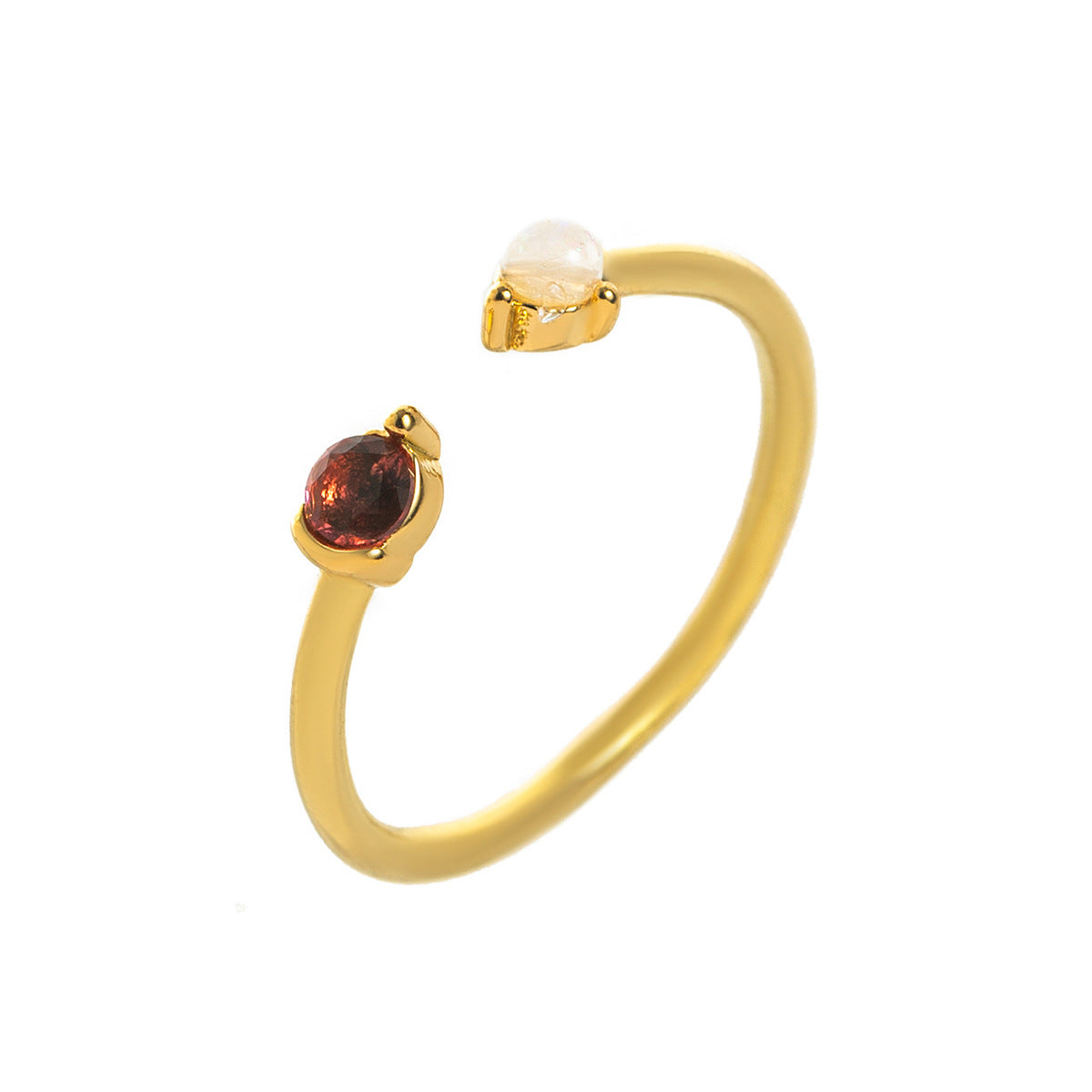 Stainless Steel Opal & Birthstone Cuff Ring