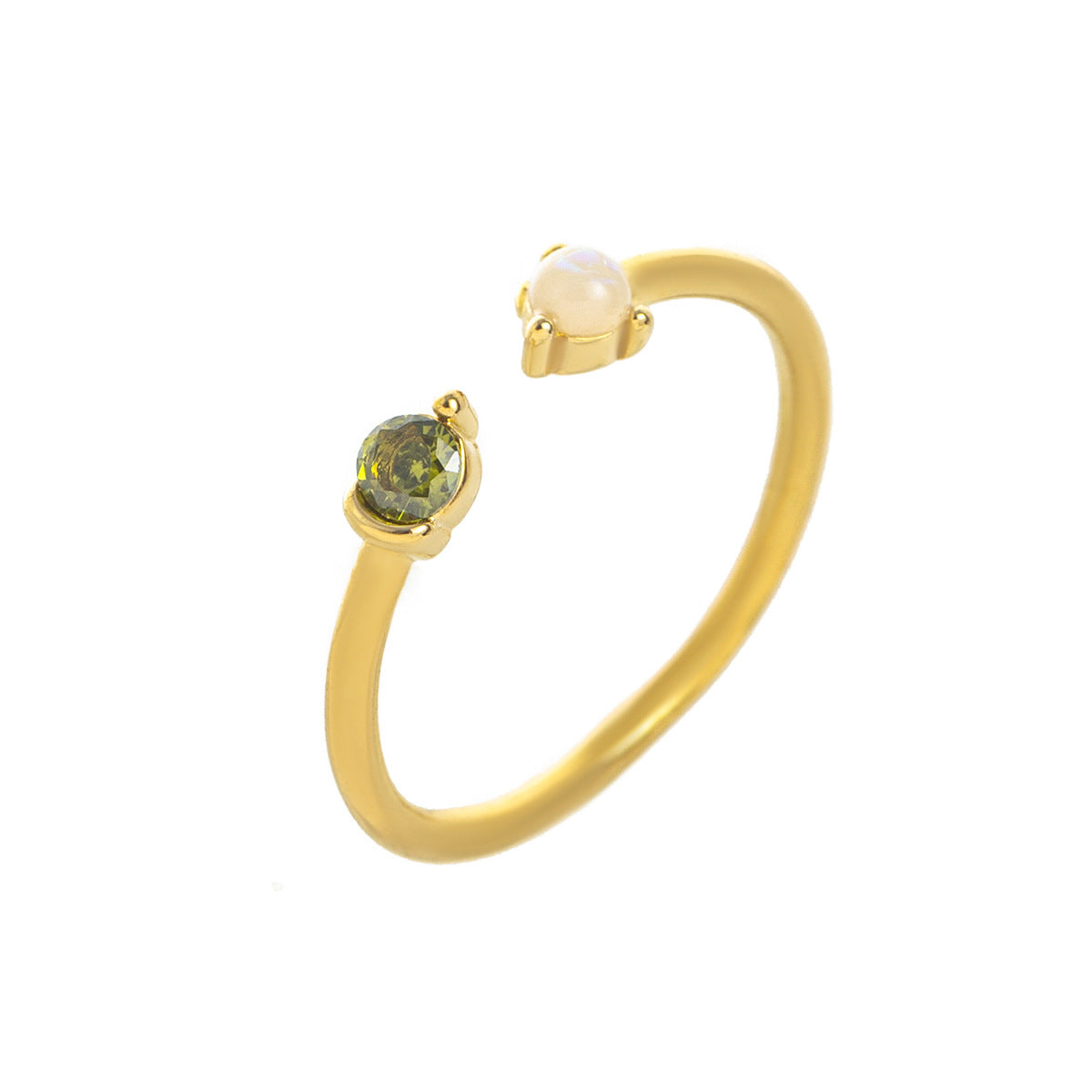 Stainless Steel Opal & Birthstone Cuff Ring