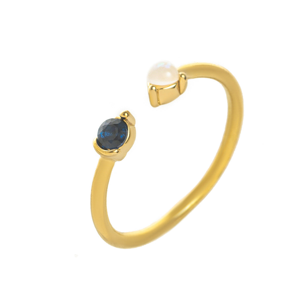 Stainless Steel Opal & Birthstone Cuff Ring