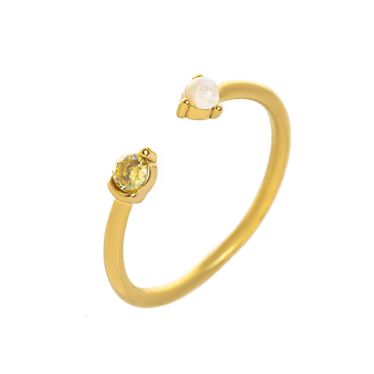Stainless Steel Opal & Birthstone Cuff Ring