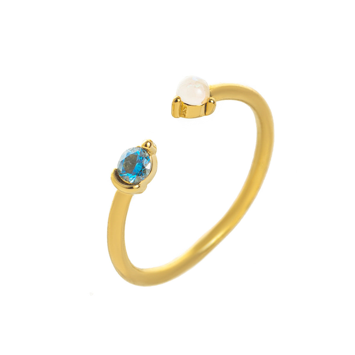 Stainless Steel Opal & Birthstone Cuff Ring