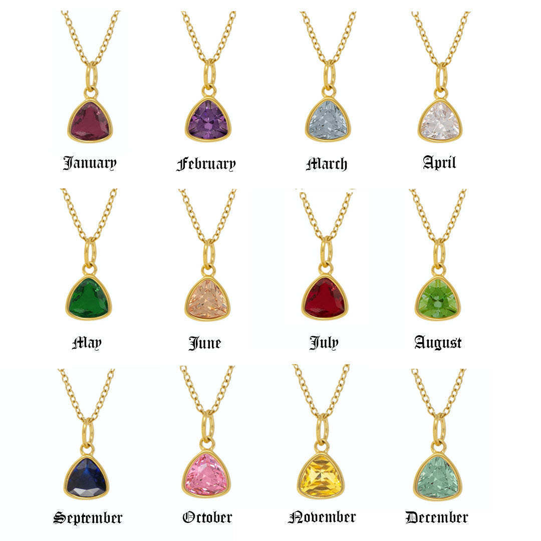 Stainless Steel Triangle Birthstone Necklace