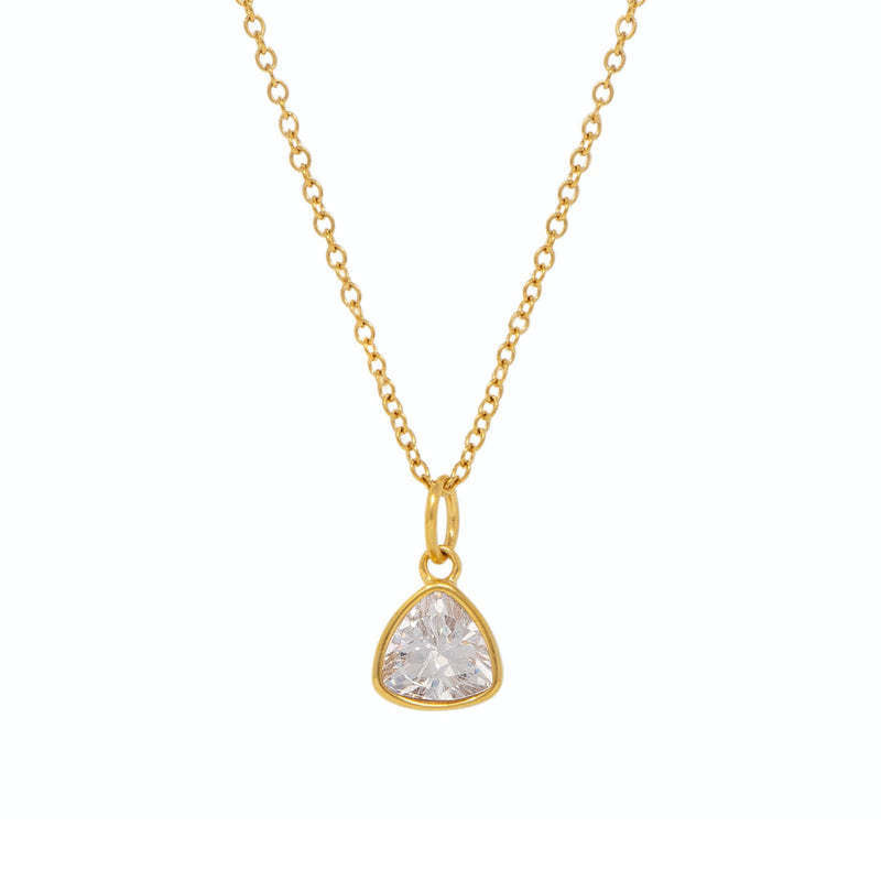 Stainless Steel Triangle Birthstone Necklace