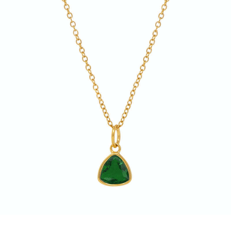 Stainless Steel Triangle Birthstone Necklace