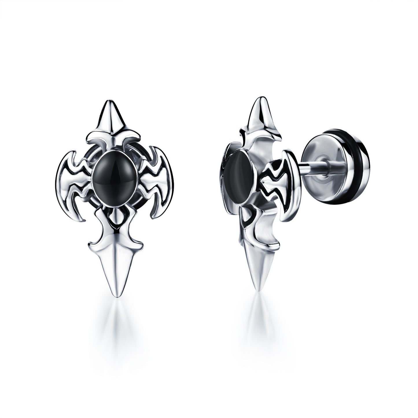 Stainless Steel Sickle Cross Stud Earrings