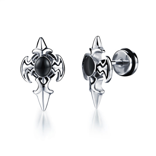 Stainless Steel Sickle Cross Stud Earrings