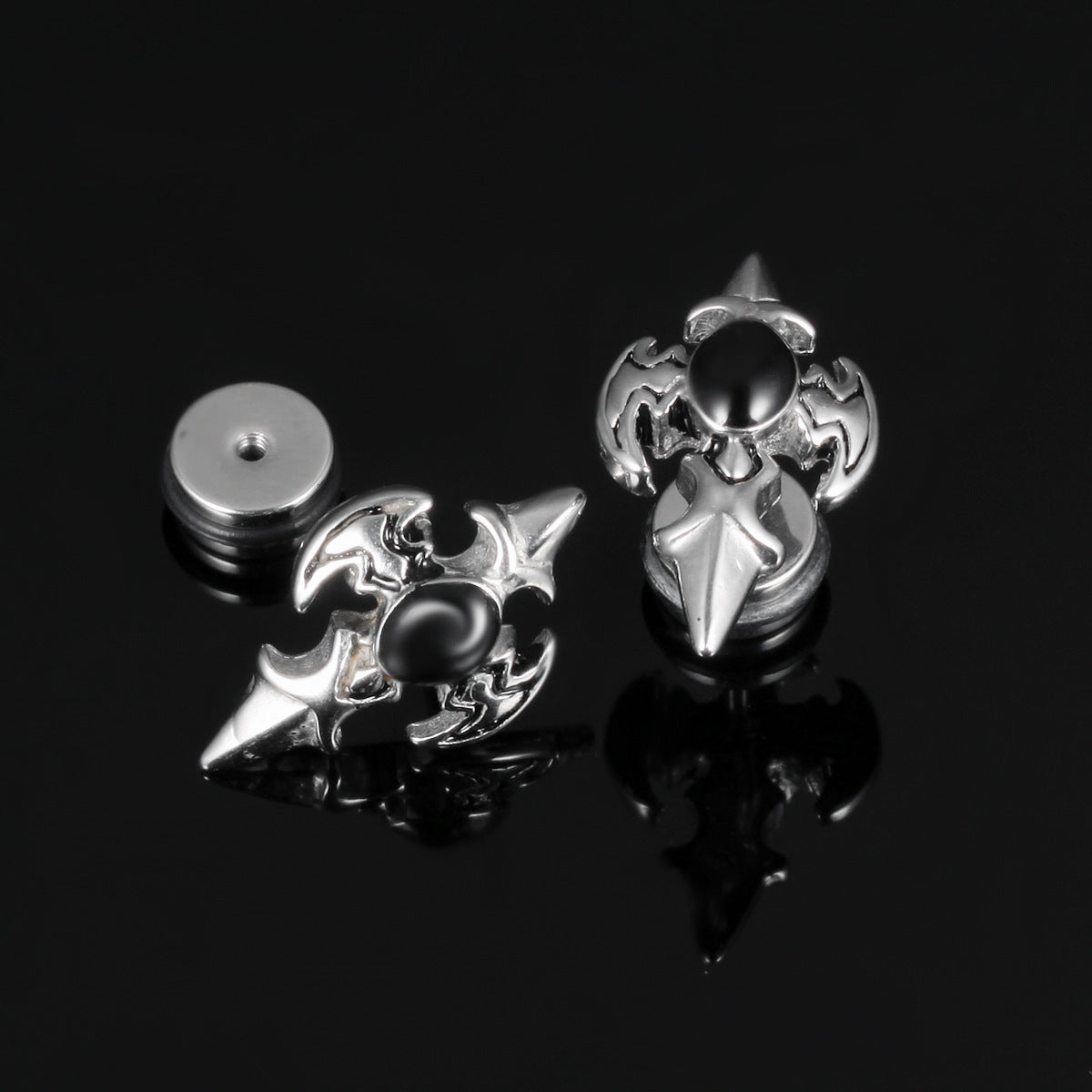 Stainless Steel Sickle Cross Stud Earrings