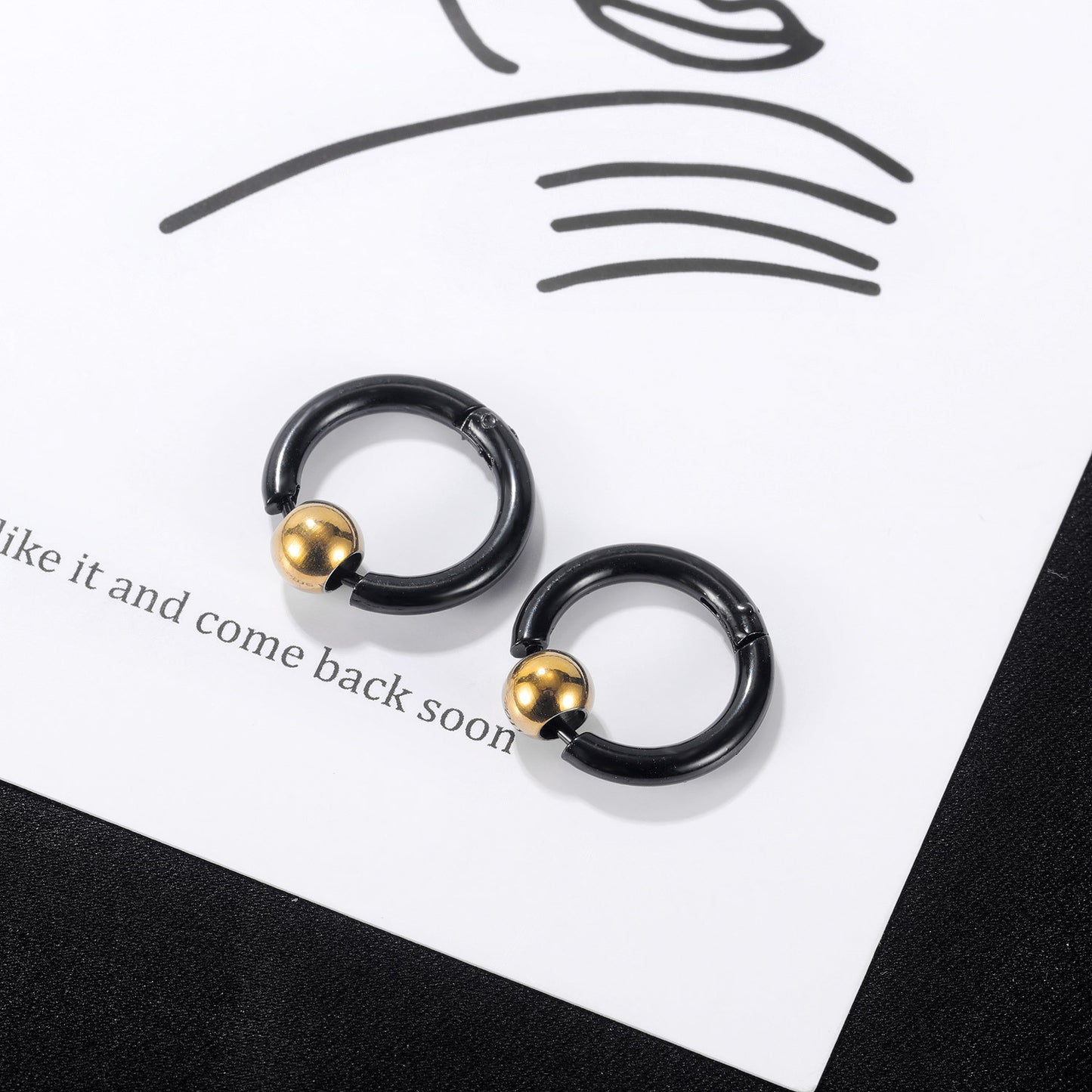 Stainless Steel Ball Huggie Earrings