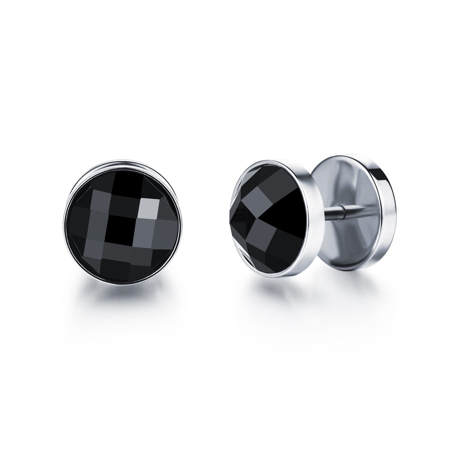 Stainless Steel Hip Hop Stud Earrings
