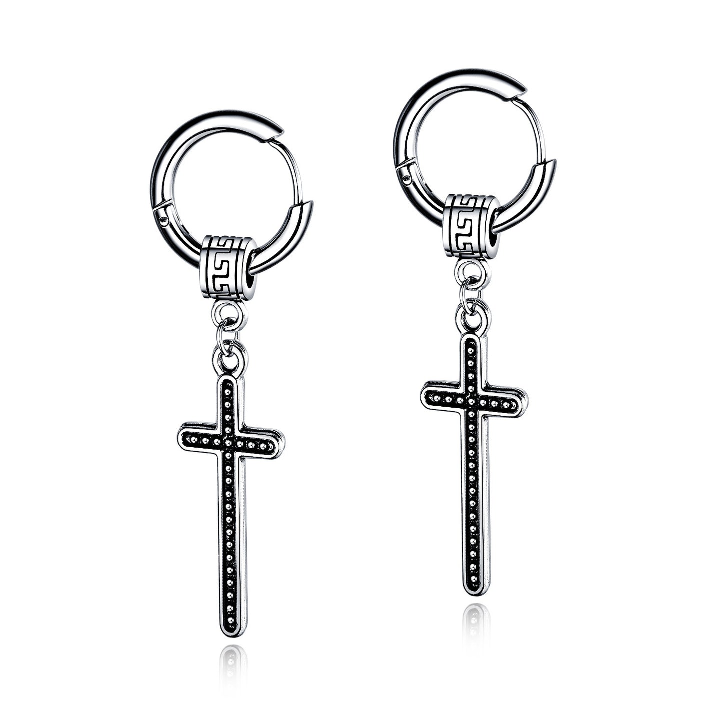 Stainless Steel Cross Punk Drop Earrings