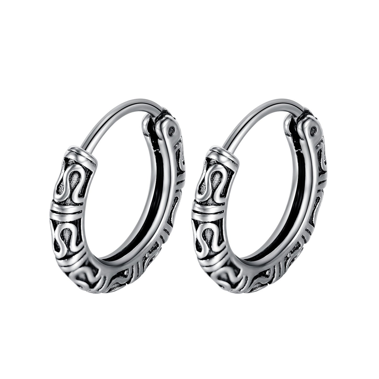 Stainless Steel Texture Huggie Earrings