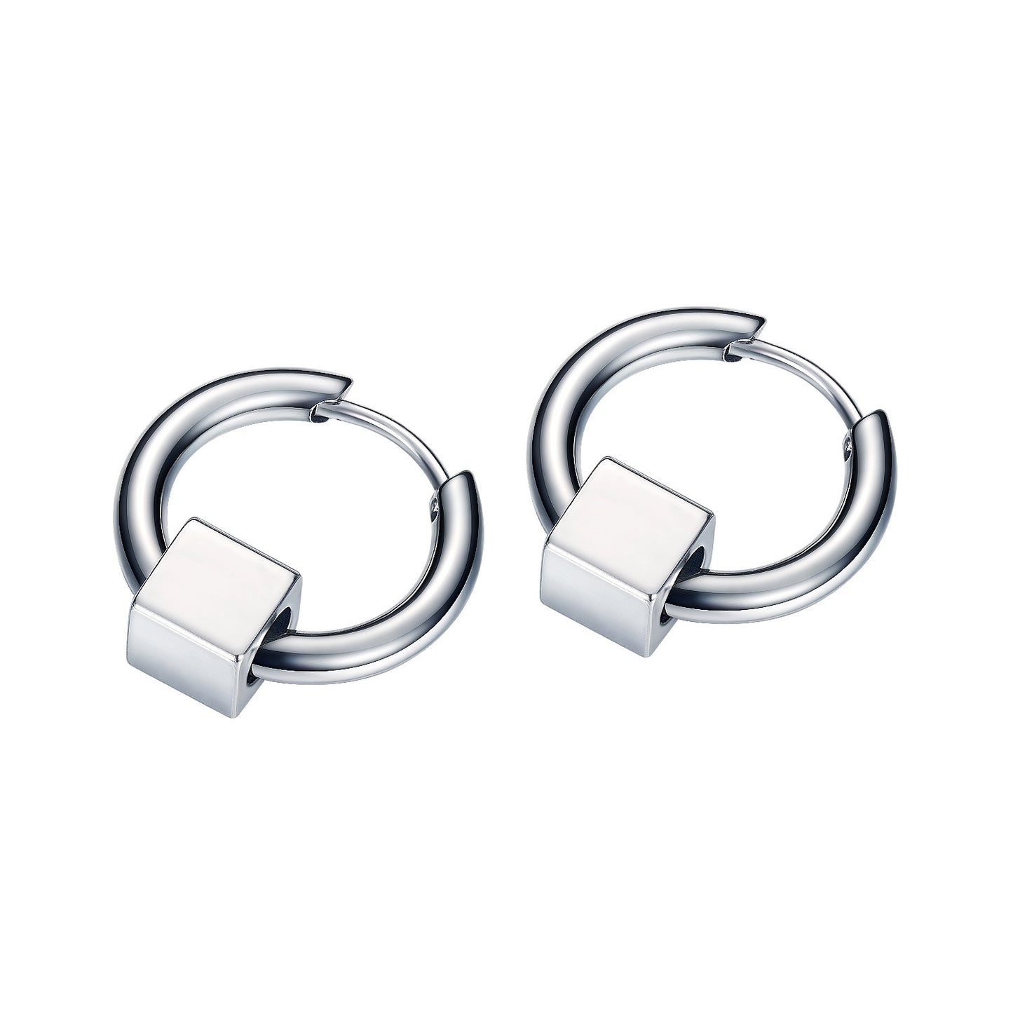 Stainless Steel Cube Drop Earrings