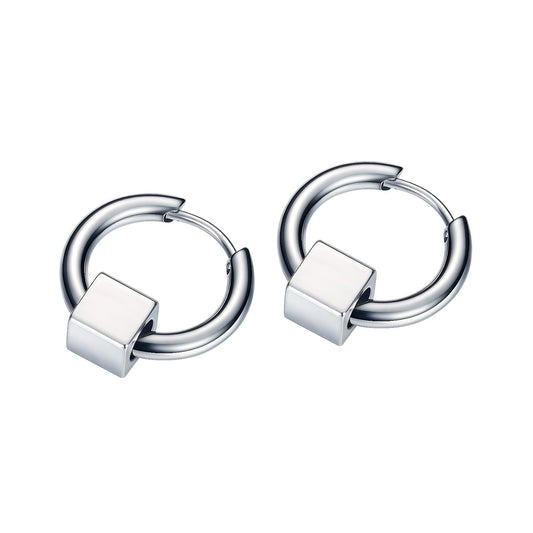 Stainless Steel Cube Drop Earrings