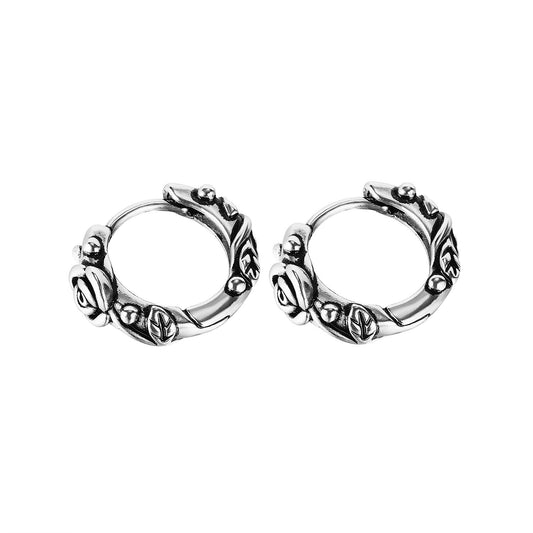 Stainless Steel Rose Winding Huggie Earrings