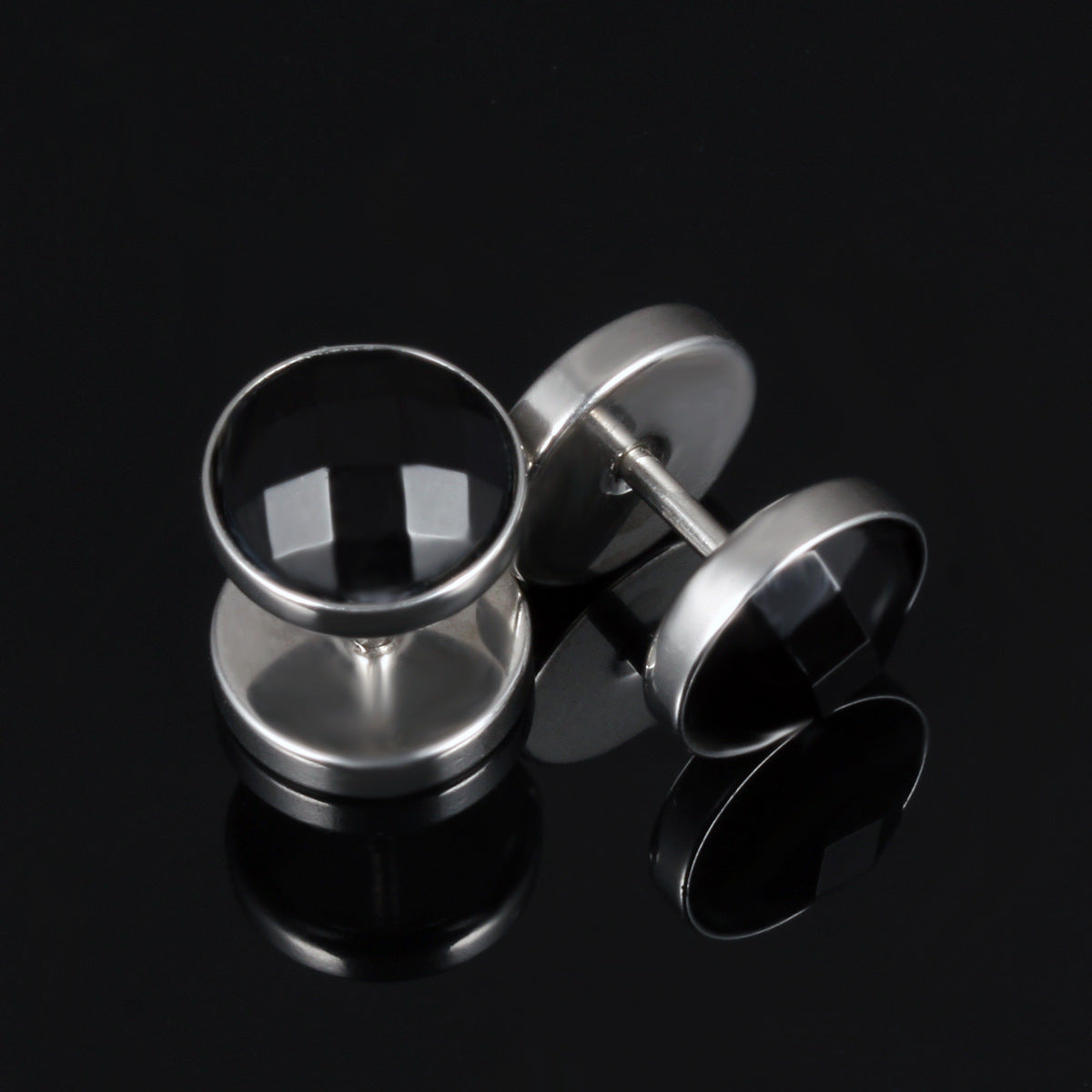 Stainless Steel Hip Hop Stud Earrings