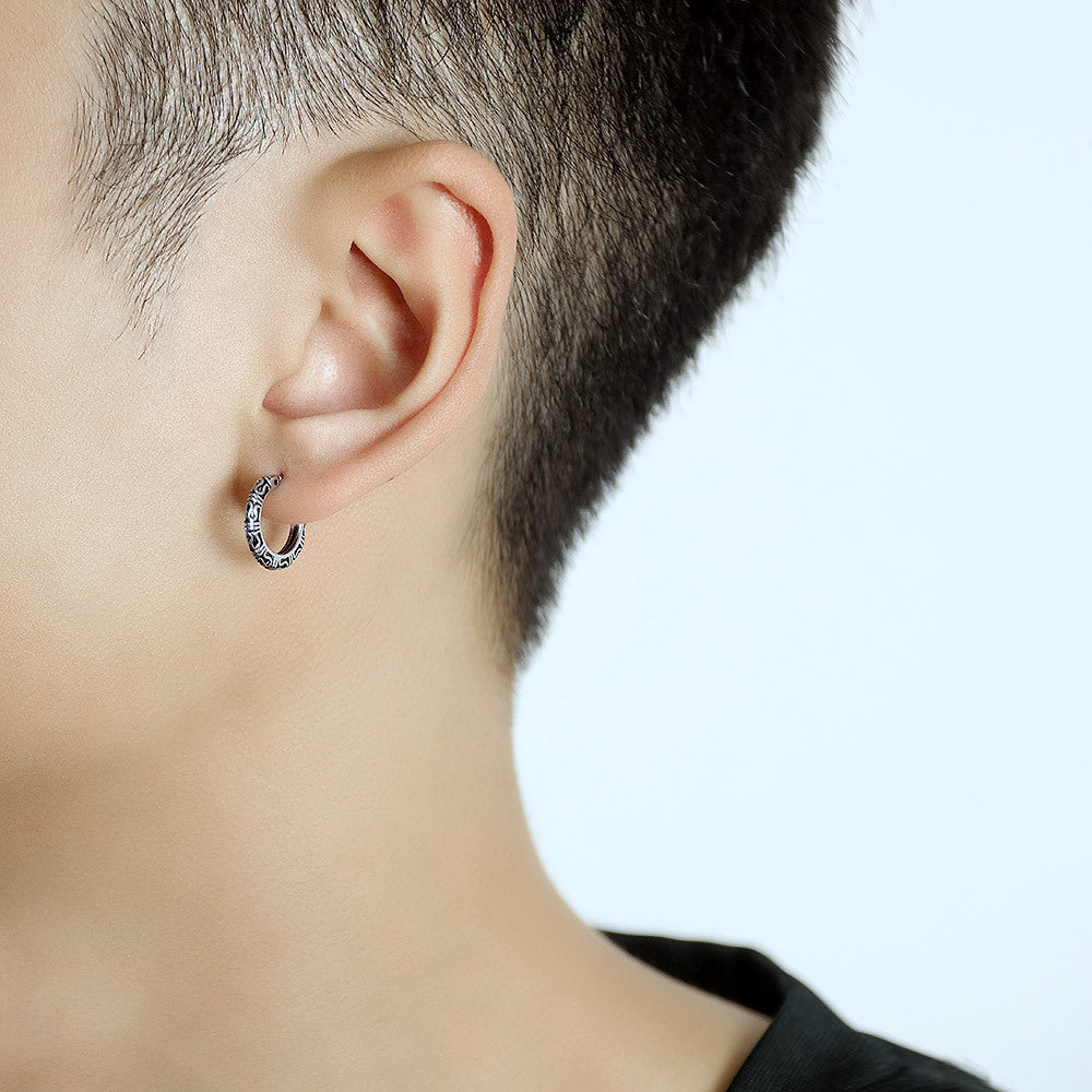 Stainless Steel Texture Huggie Earrings