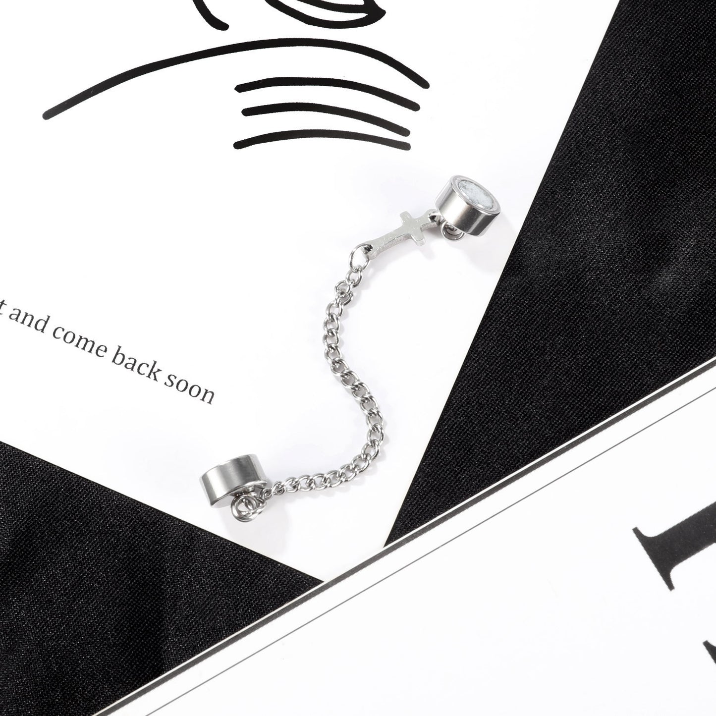 Stainless Steel Chain Cross Earrings