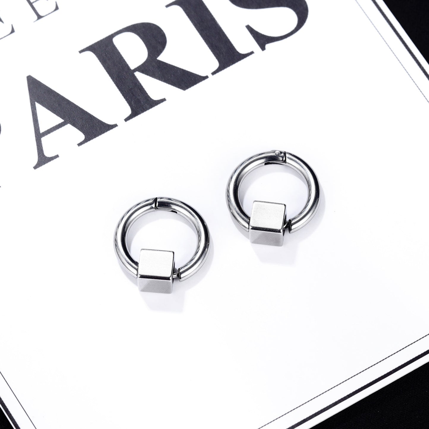 Stainless Steel Cube Drop Earrings