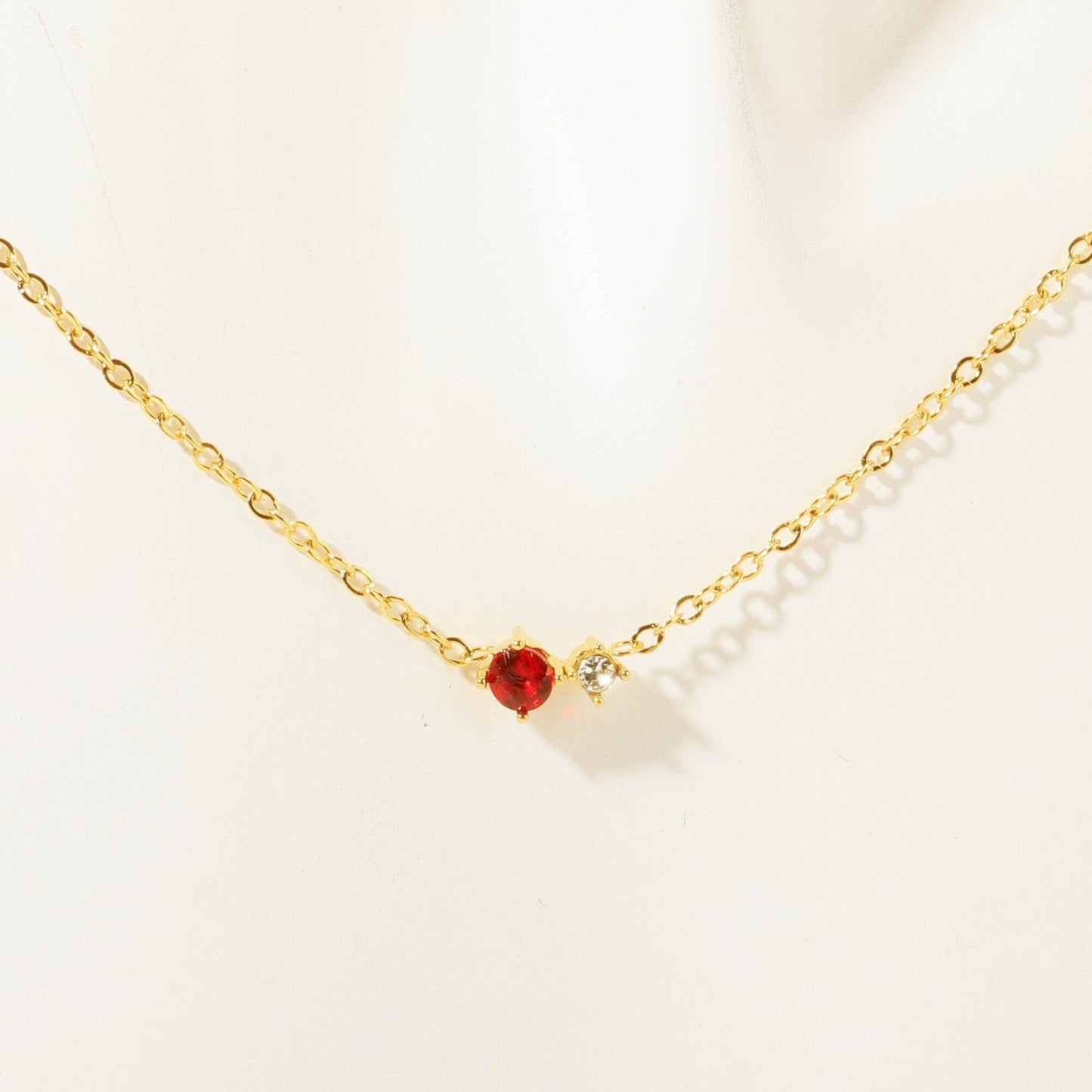 Stainless Steel CZ & Birthstone Necklace
