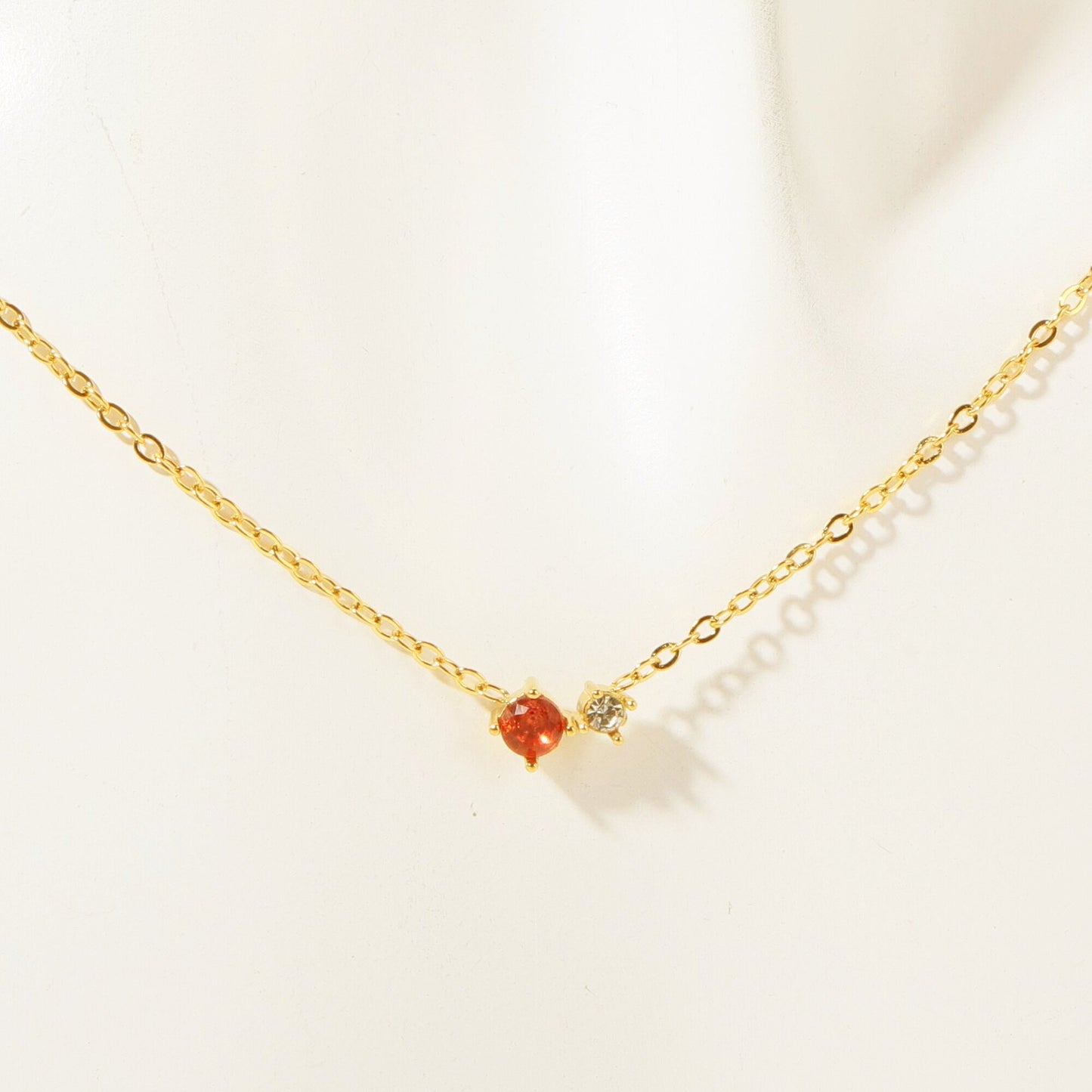 Stainless Steel CZ & Birthstone Necklace