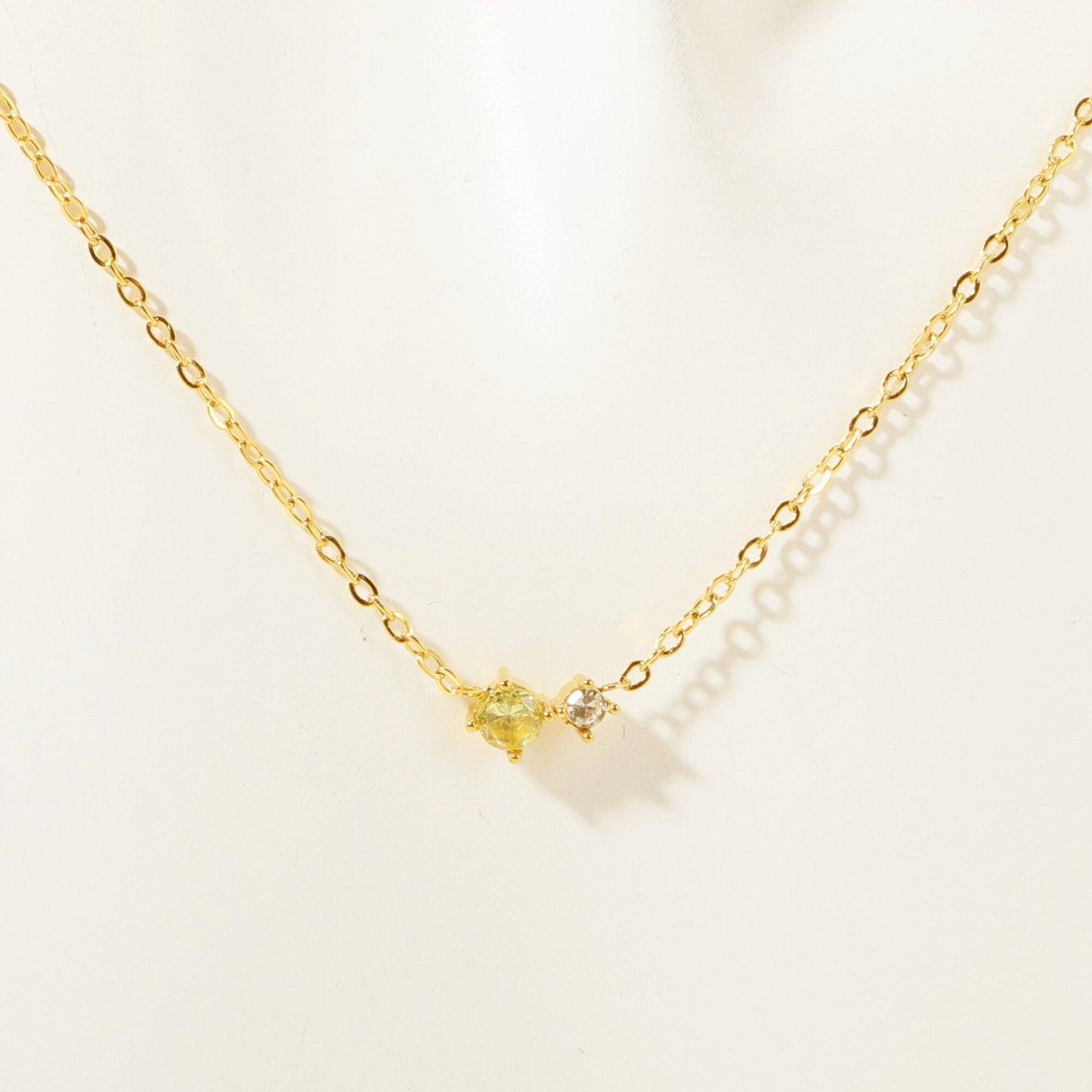 Stainless Steel CZ & Birthstone Necklace