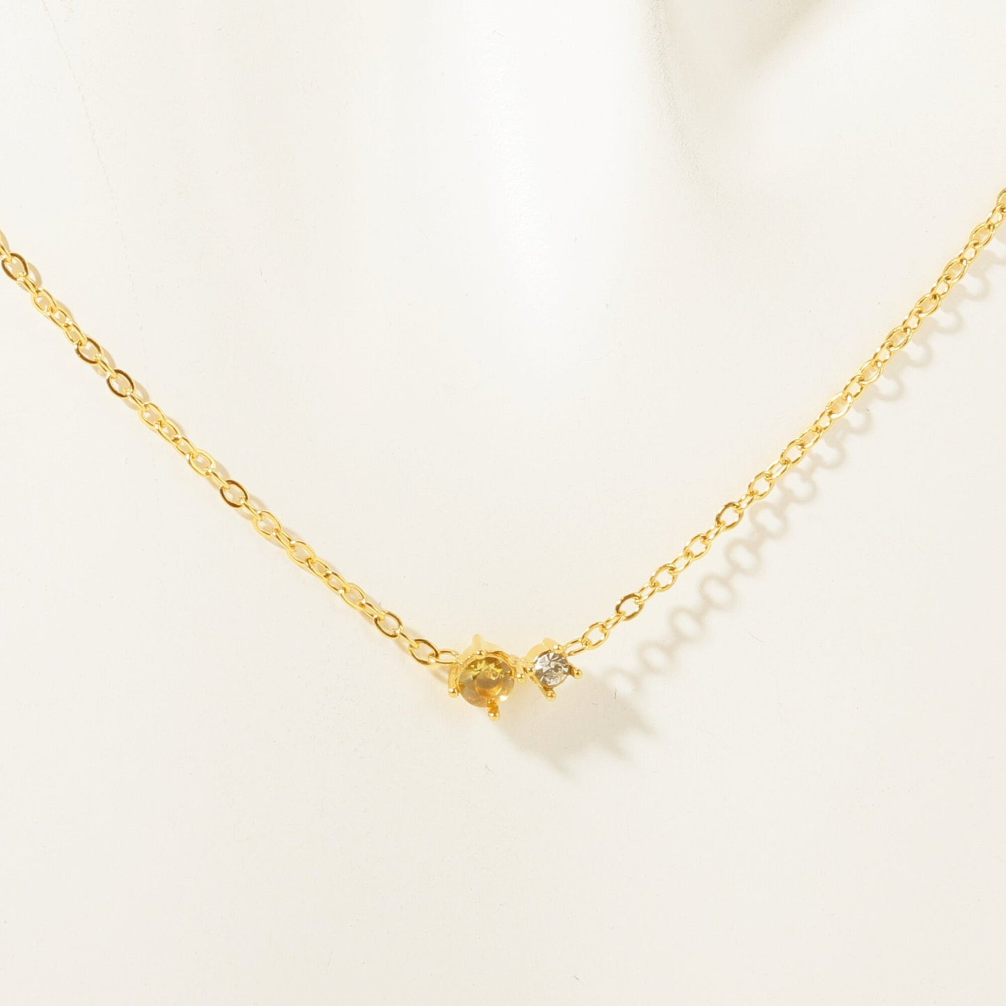 Stainless Steel CZ & Birthstone Necklace