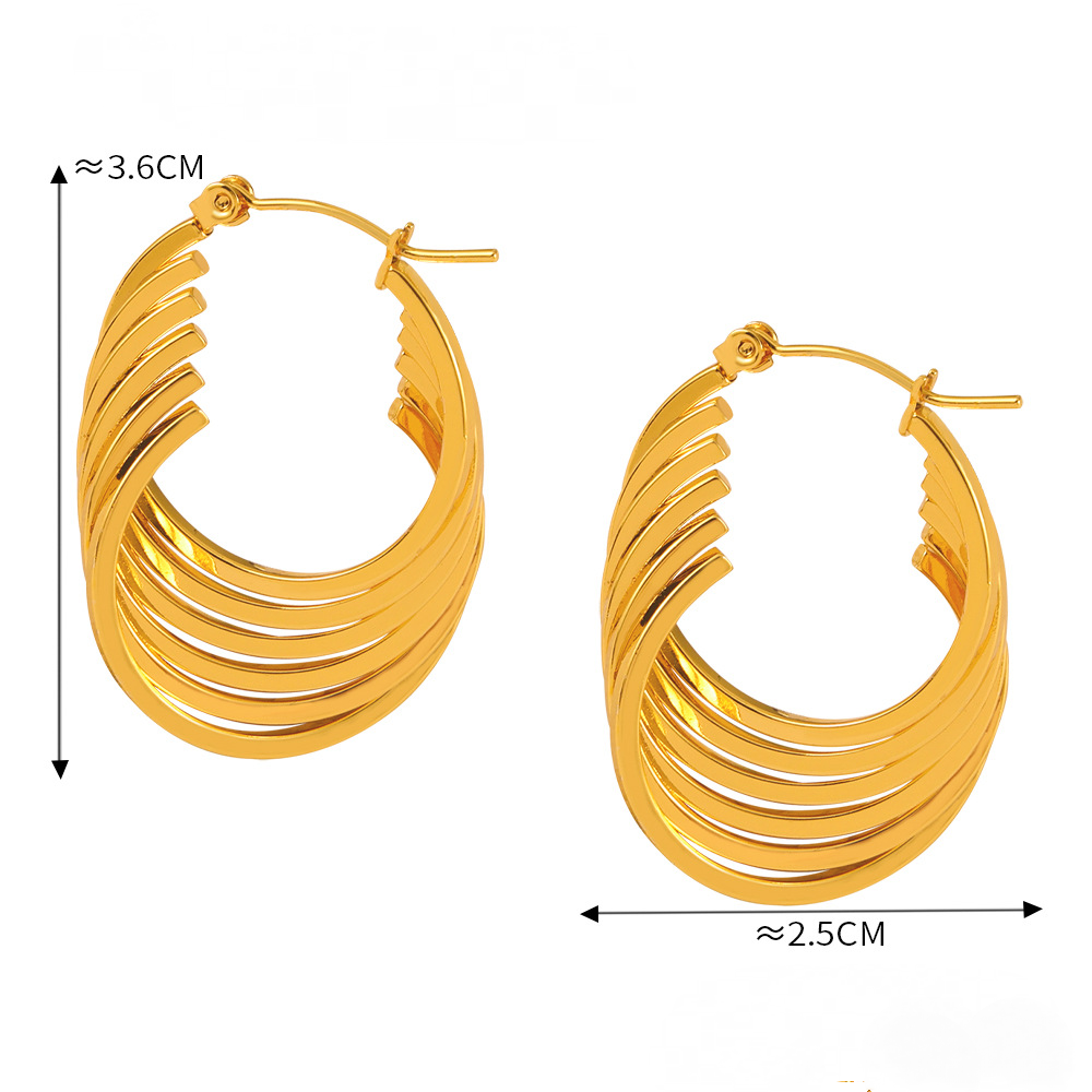 Stainless Steel Multi-layered Hoop Earrings