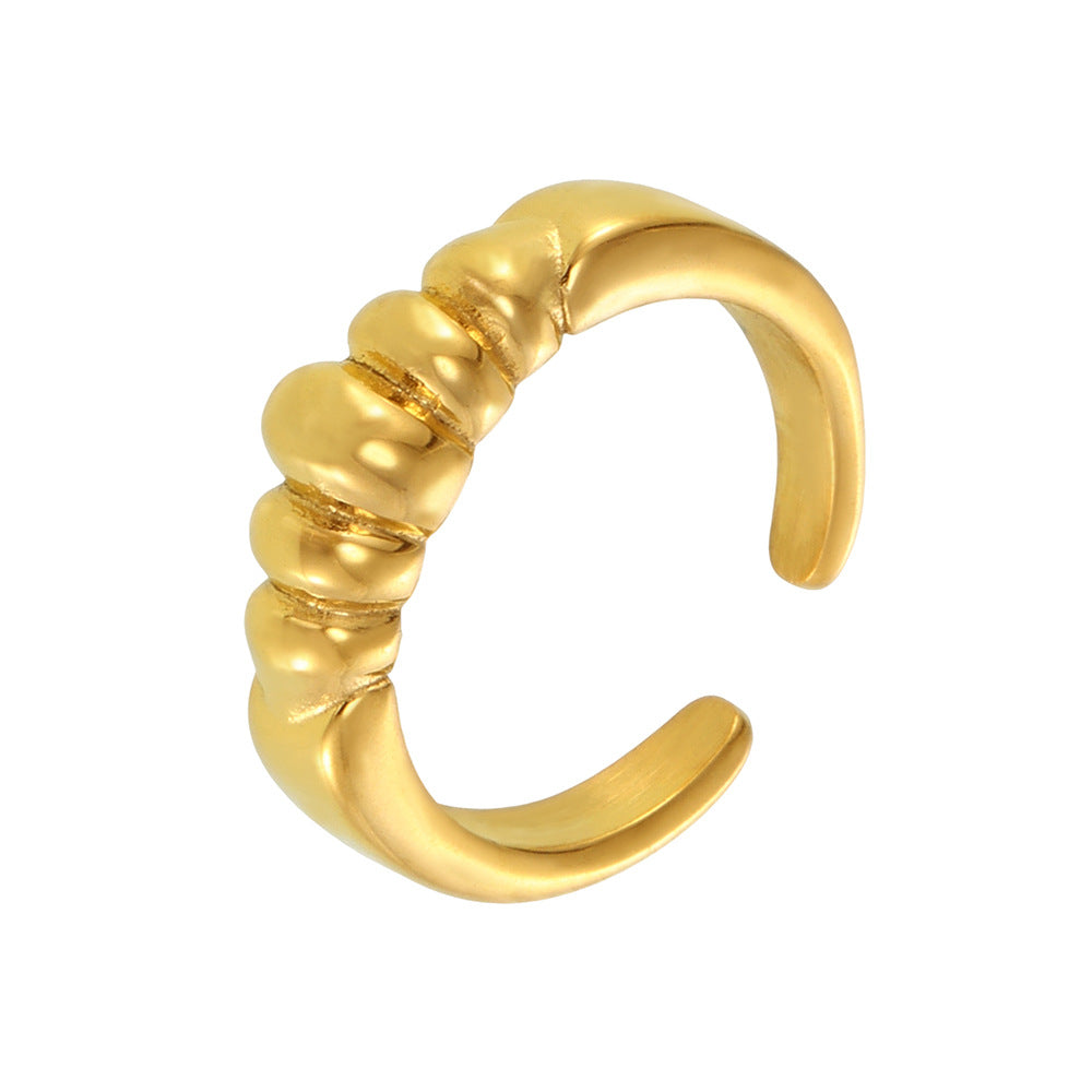 Stainless Steel Textured Cuff Ring