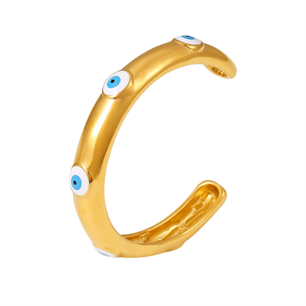 Stainless Steel Funny Eyes Pattern Cuff Bracelet