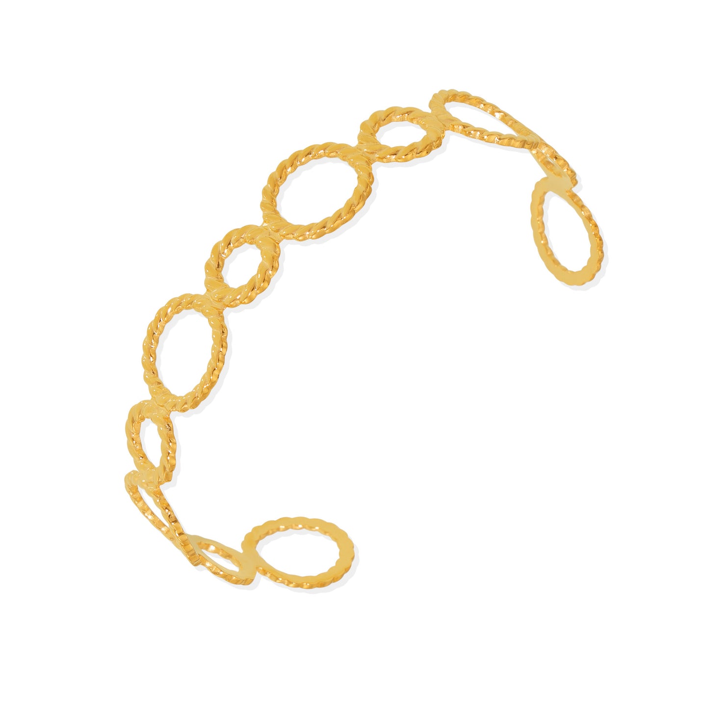 Stainless Steel Threaded Ring Spliced Cuff Bracelet