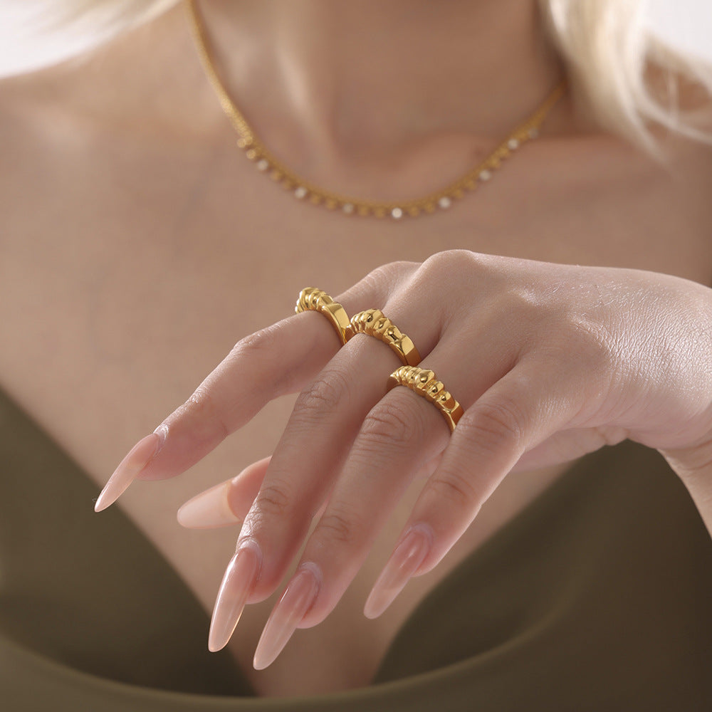 Stainless Steel Textured Cuff Ring
