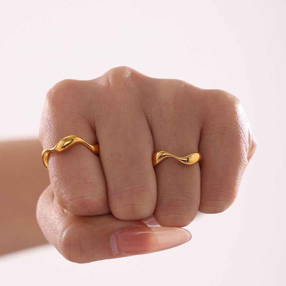 Stainless Steel Curve Polished Ring