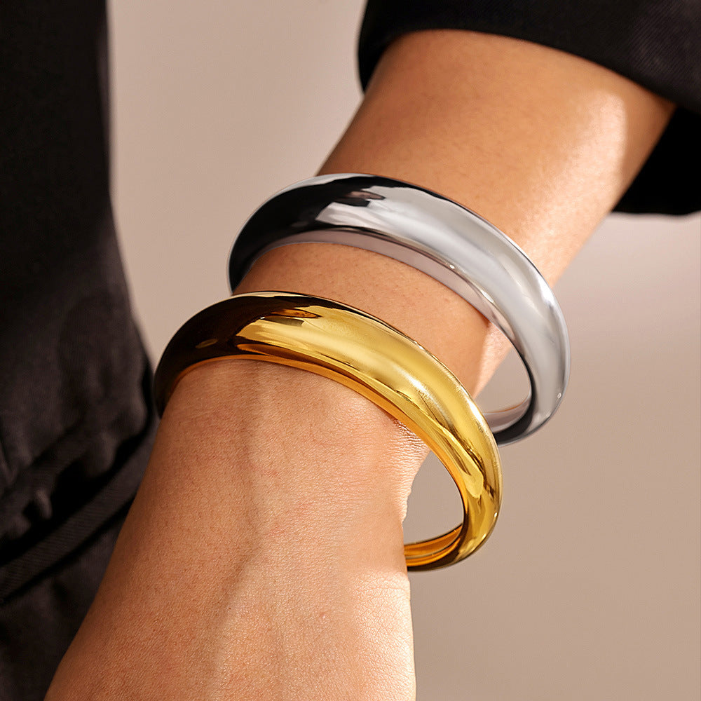 Stainless Steel Crescent Cuff Polished Bracelet