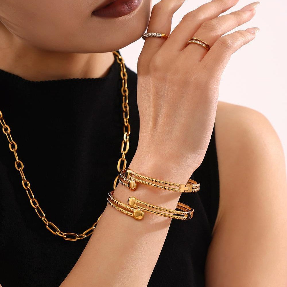 Stainless Steel Double Layer Cuff Bracelet