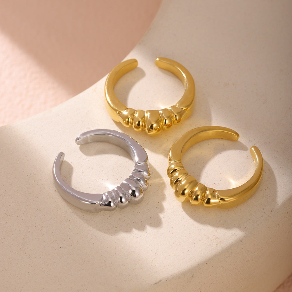 Stainless Steel Textured Cuff Ring