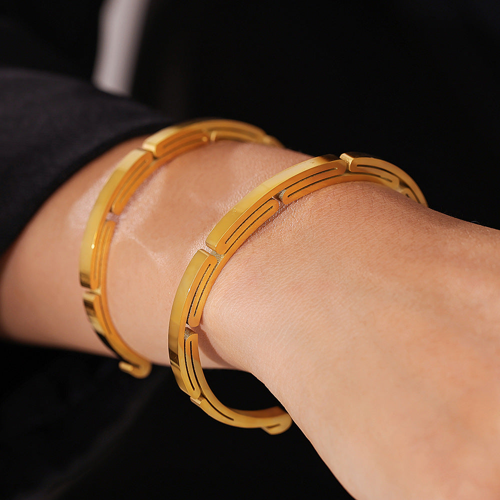 Stainless Steel Fold Shape Cuff Bracelet