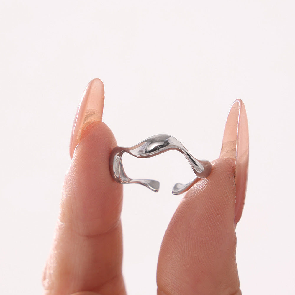 Stainless Steel Curve Polished Ring