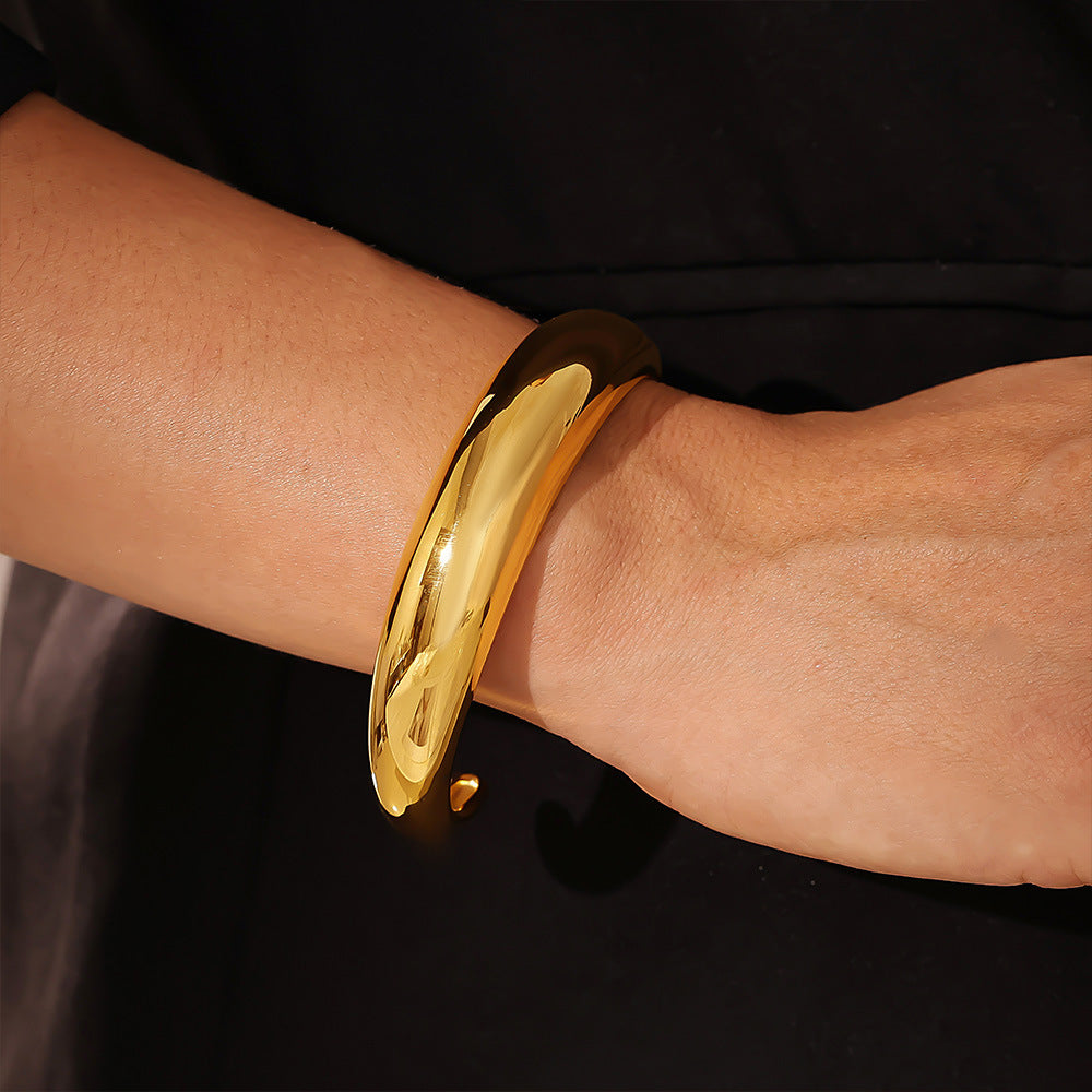 Stainless Steel Crescent Cuff Polished Bracelet