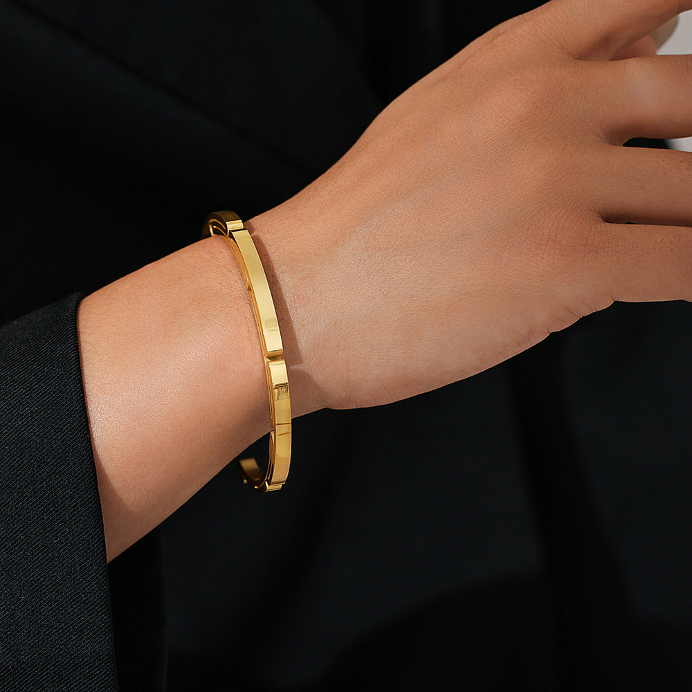 Stainless Steel Fold Shape Cuff Bracelet