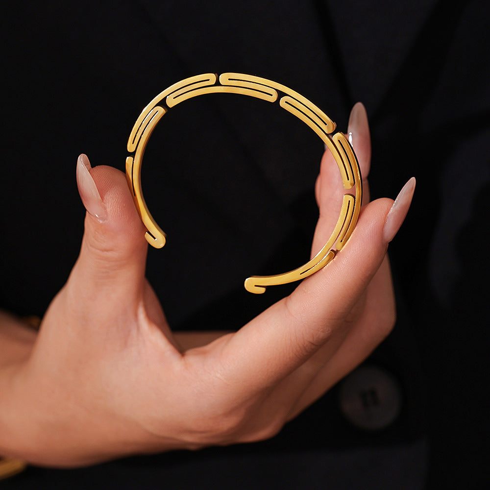Stainless Steel Fold Shape Cuff Bracelet