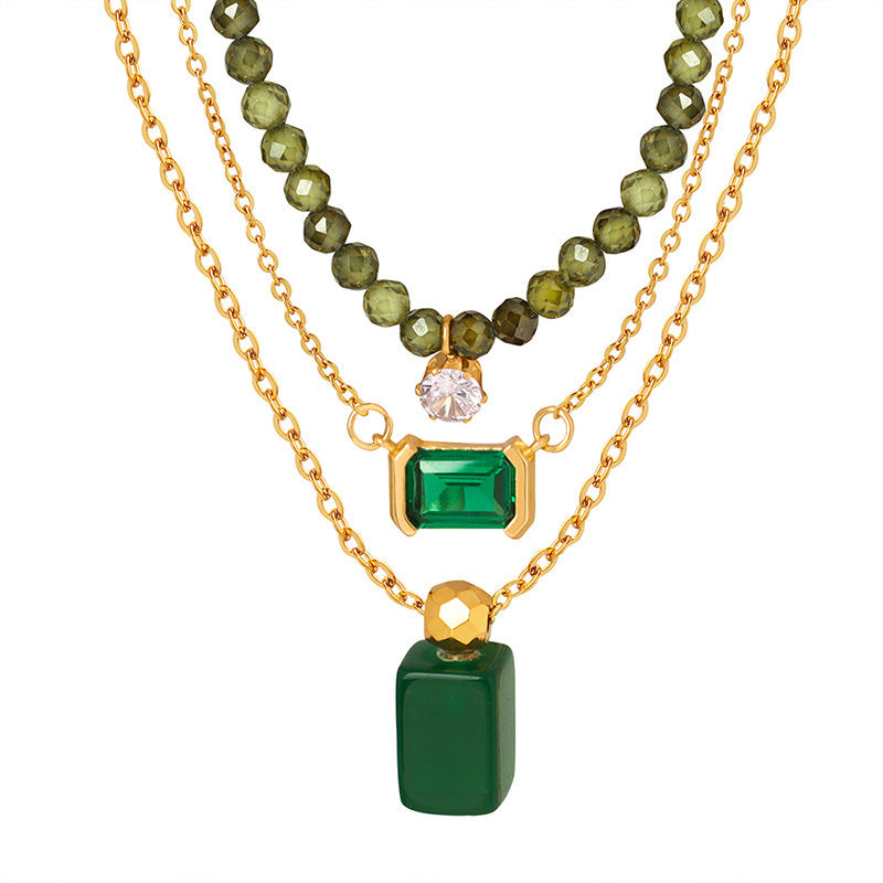 Personalized and Elegant Stackable Green Beaded Necklace