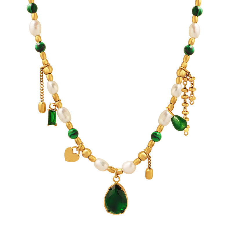 Cubic Zirconia Pendant Freshwater Pearl Necklace