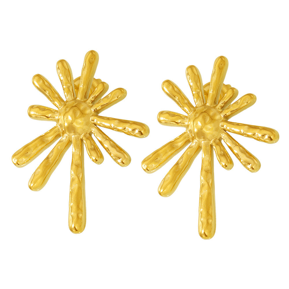 Stainless Steel Sun Shape Stud Earrings