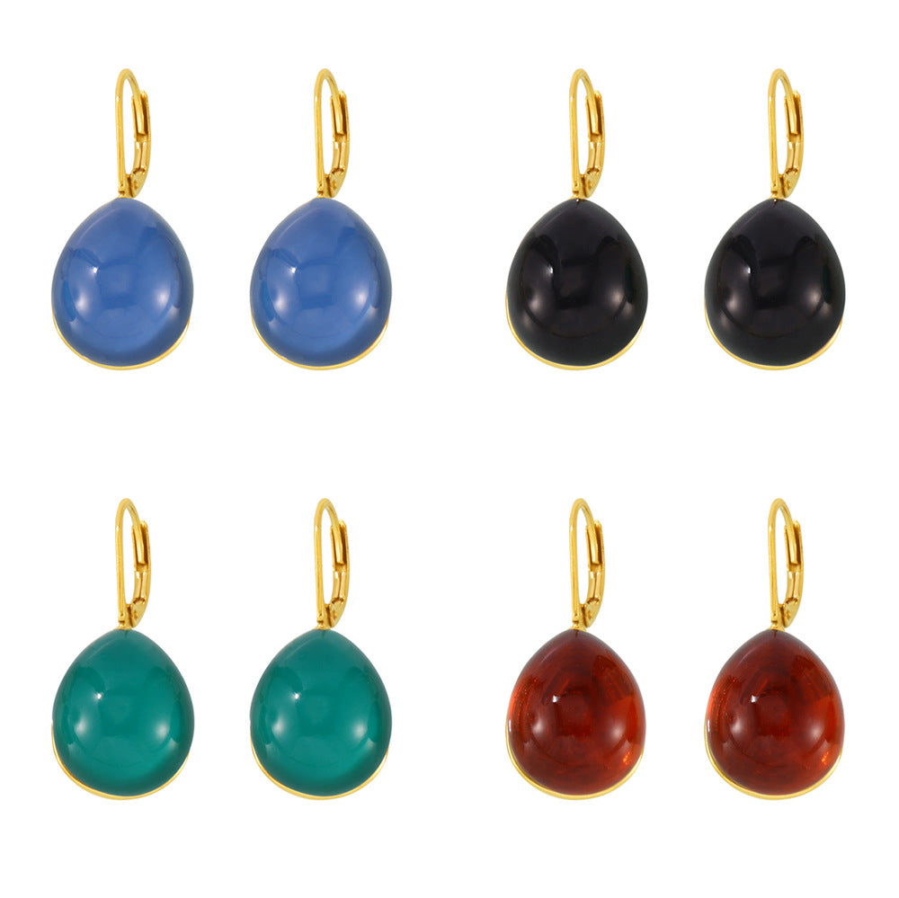 Stainless Steel Resin Drop Shape Multicolor Earrings
