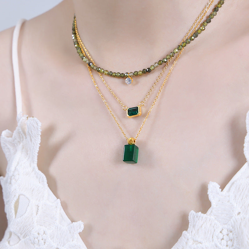 Personalized and Elegant Stackable Green Beaded Necklace