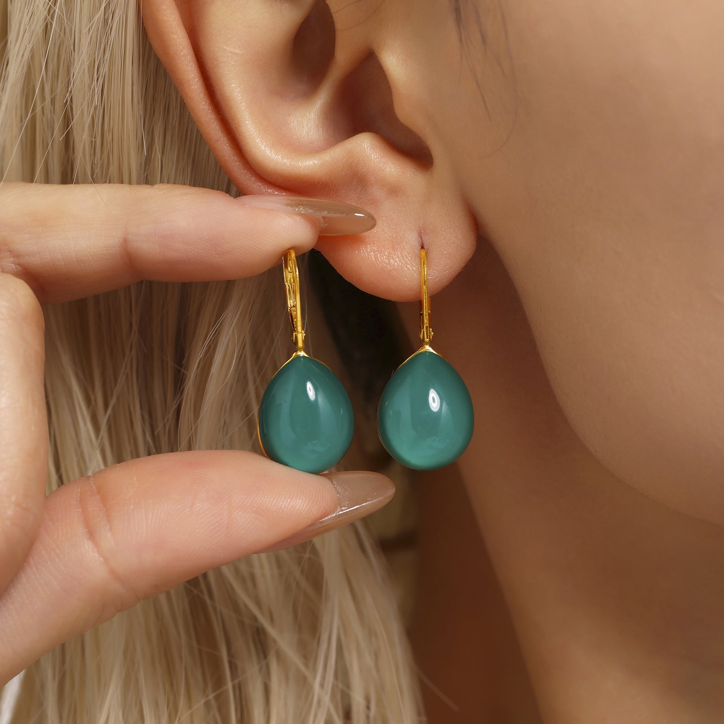 Stainless Steel Resin Drop Shape Multicolor Earrings