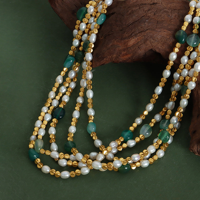 Green Agate Freshwater Pearl Necklace